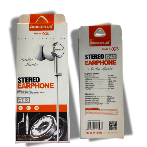 Remaplus XSZ R-43 Stereo Earphones – Wired In-Ear Headphones with HD Sound and Mic