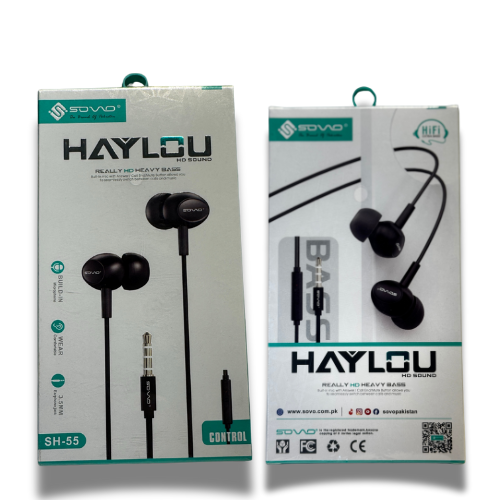 SOVO HAYLOU SH-55 HD Sound Earphones – Wired In-Ear Headphones with Mic and Noise Isolation