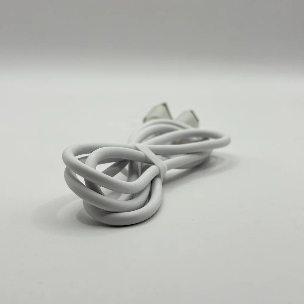 Side perspective of coiled white LITO LI-02 1000mm fast charging data cable