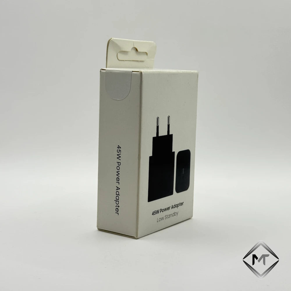 45W NFC Power Adapter low standby packaging box side perspective view