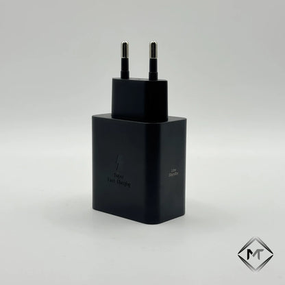 Black 45W NFC Super Fast Charging adapter front view showing Low Standby text