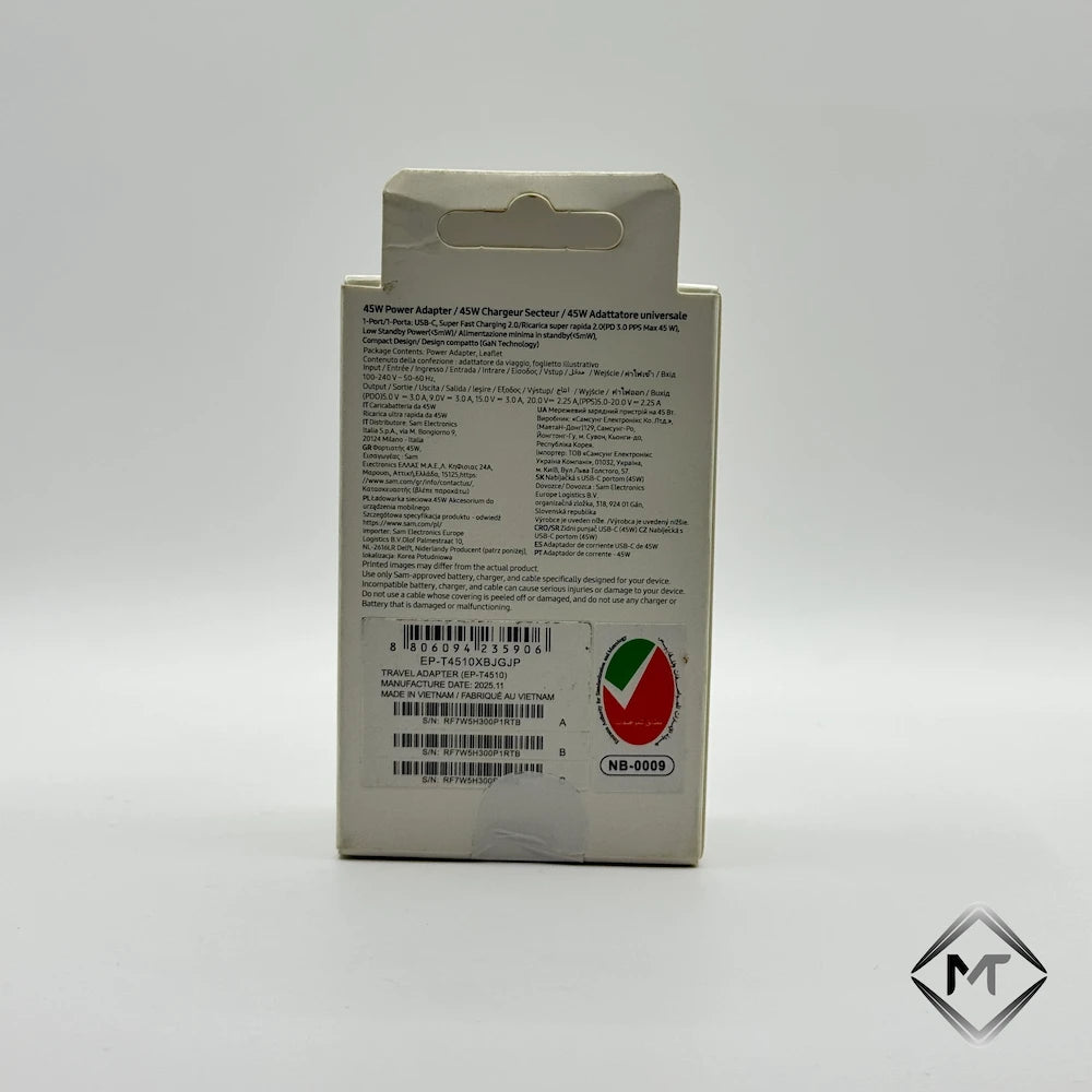 45W NFC charger adapter single USB-C port top view