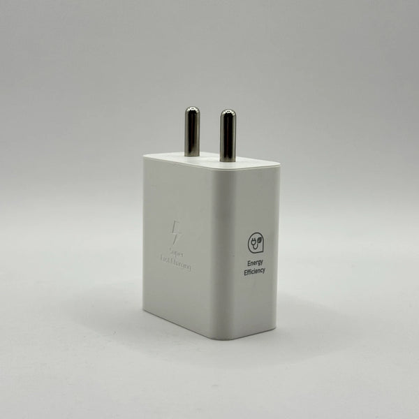 45W Super Fast Charging Type-C adapter with energy efficiency icon front view