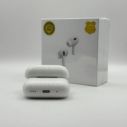 Bottom view of AirPods Pro 2 charging case showing speaker grilles and charging port