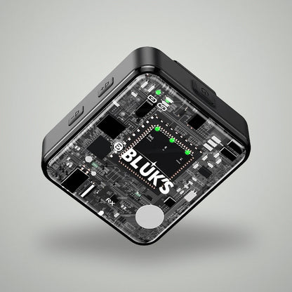 Detailed close-up of BLUK'S BX-111 receiver showing transparent circuit board internal components