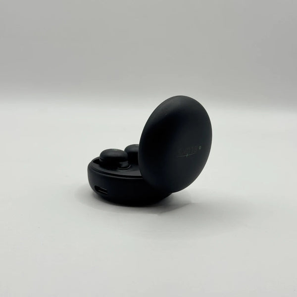 Side profile of open BLUK'S BX-606 charging case showing Type-C charging port