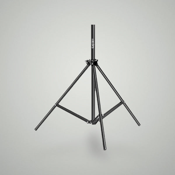 Close-up view of BLUK'S studio tripod light stand sturdy 3-leg base lock mechanism