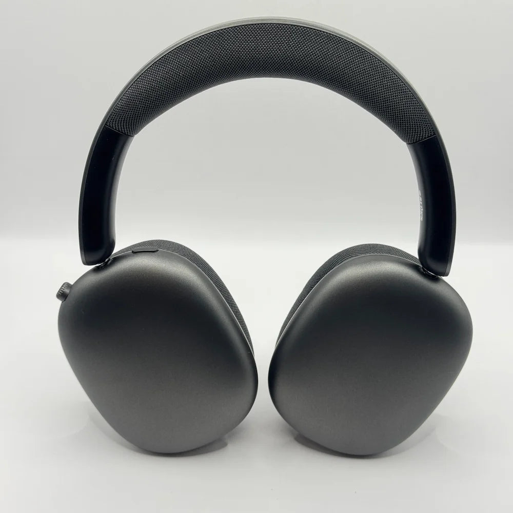 Front view of BLUK'S WAVEONIC BX-84 over-ear bluetooth headphones showcasing matte dark grey finish