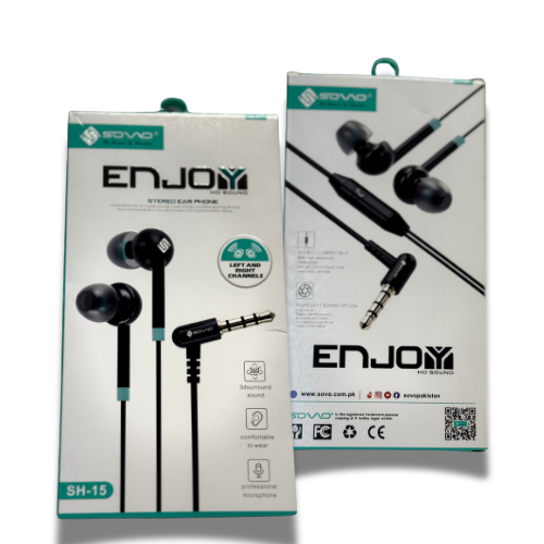 SOVO Enjoy Stereo S-15 Handsfree – Wired In-Ear Earphones with Clear Sound and Microphone