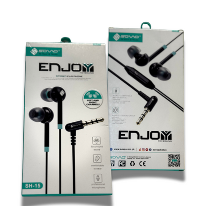 SOVO Enjoy Stereo S-15 Handsfree – Wired In-Ear Earphones with Clear Sound and Microphone