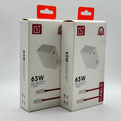 OnePlus 1+ 65W Warp Charge Power Adapter Suit packaging boxes with red hooks
