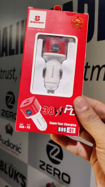 Biboshi BO6-01 Car Charger – 38W PD Fast Charging