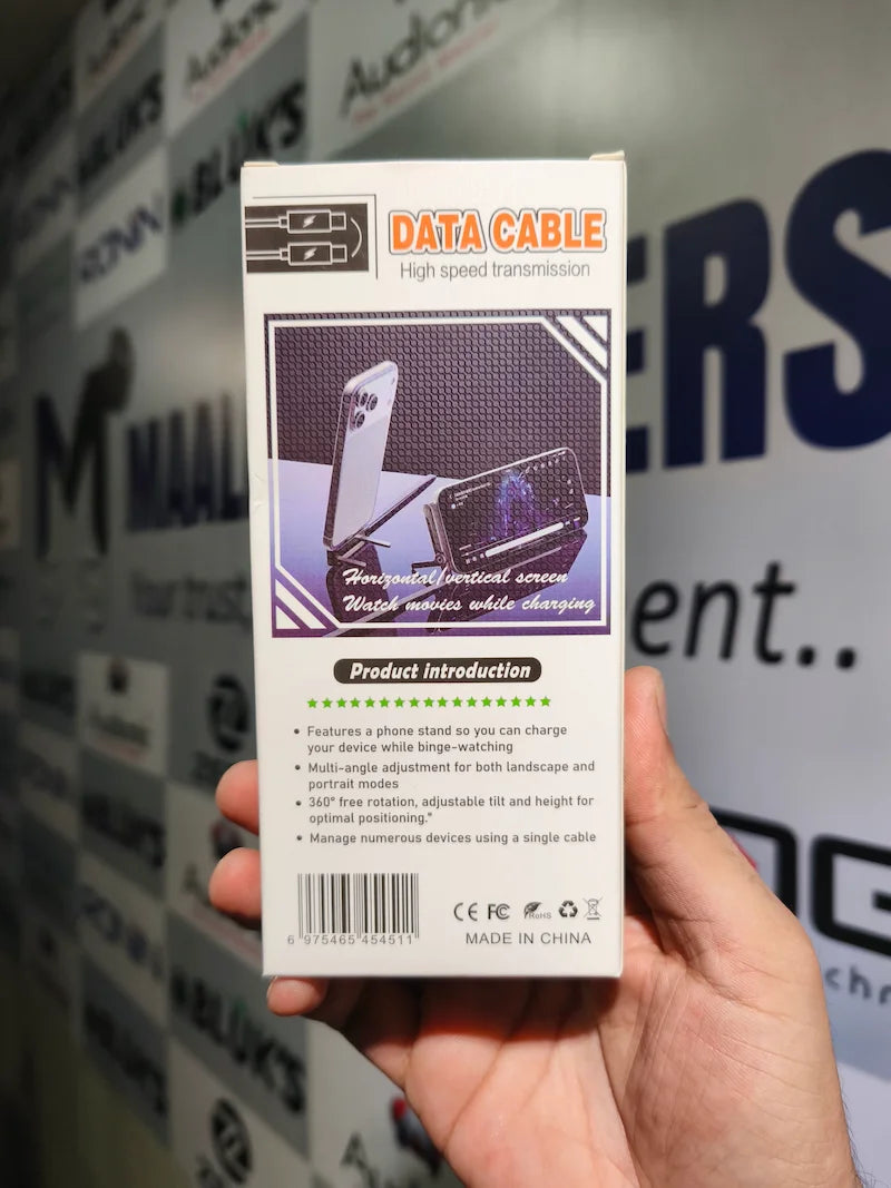 240W Type-C to Type-C Ultra Fast Charging Data Cable with Built-in Foldable Phone Stand