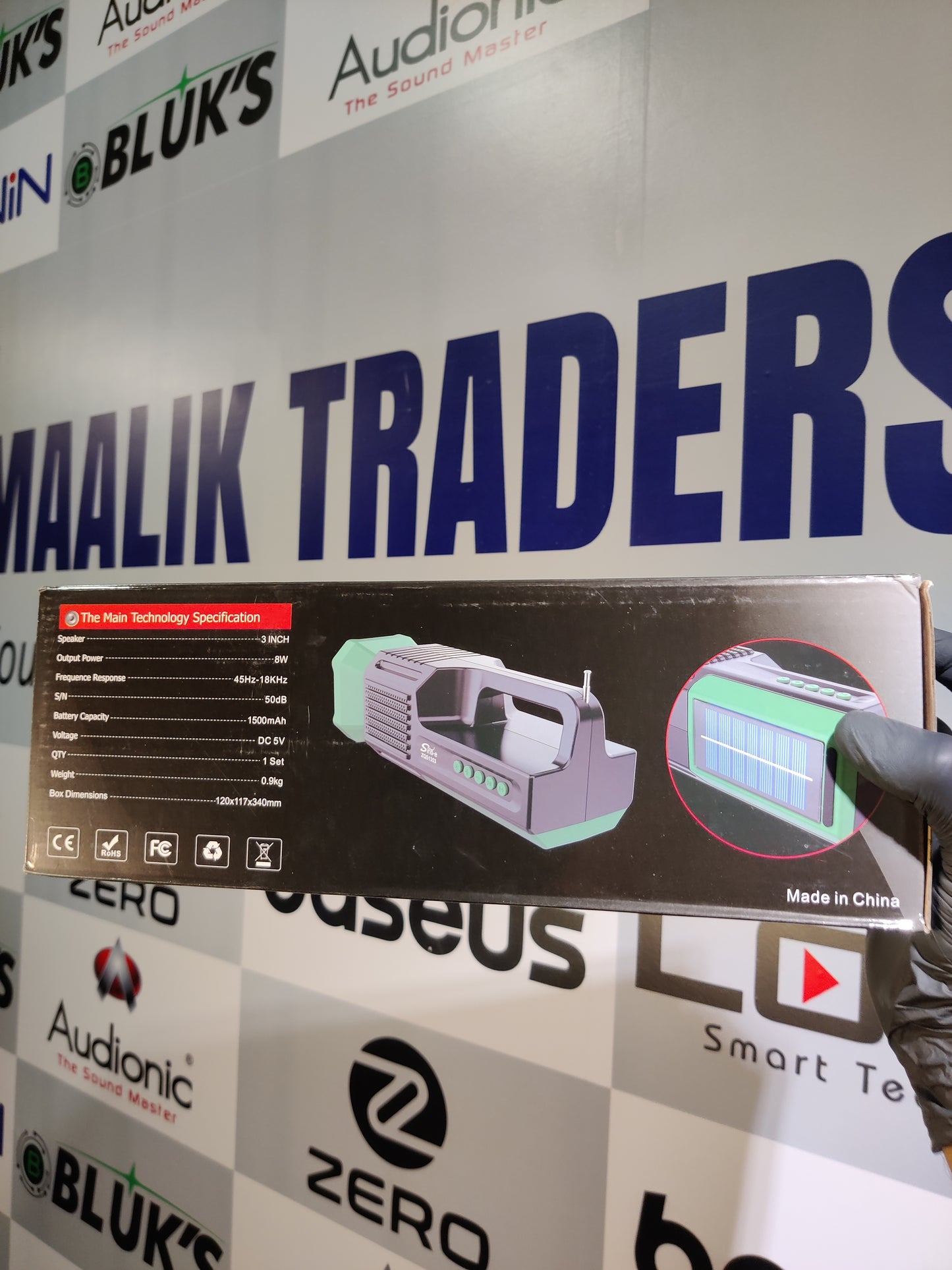 Solar Portable Bluetooth Speaker with LED Light