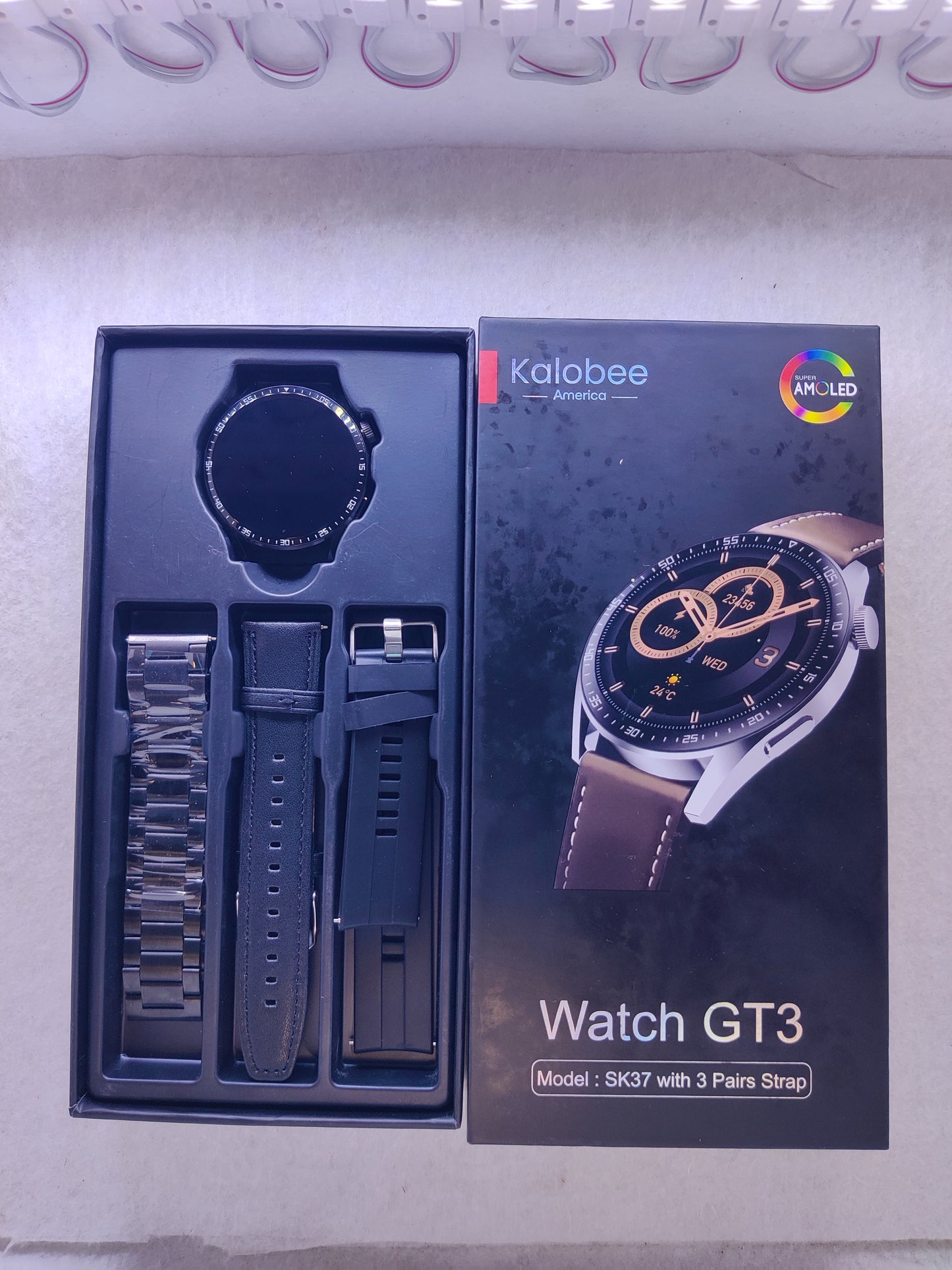 Kaloobe GT3 Smart Watch – Super AMOLED, 3 Straps
