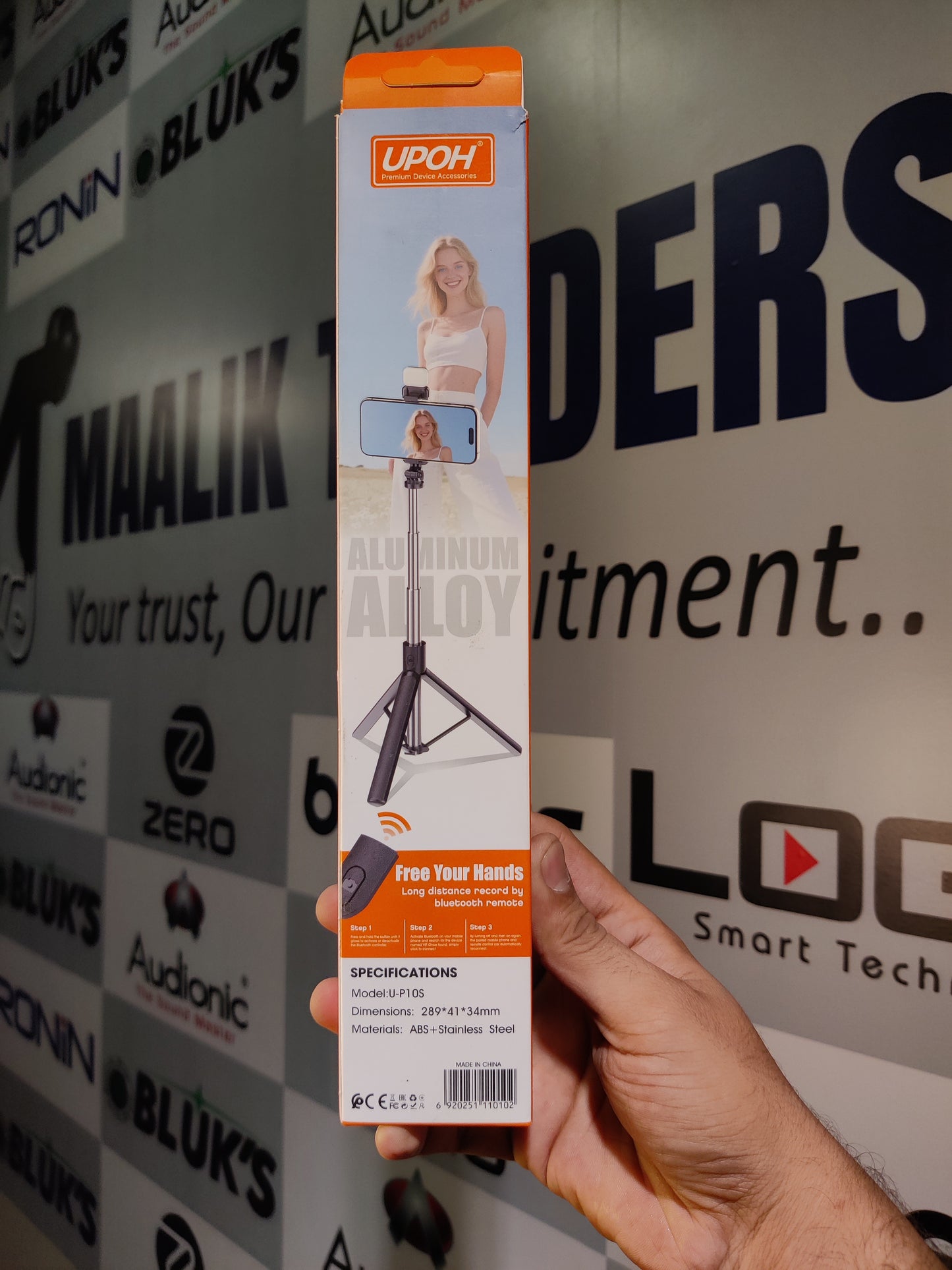 UPOH U-P10S Selfie Stick – Bluetooth Tripod Stand with Remote Control