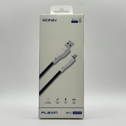 Ronin R-2025 Flexin 2.4A braided micro USB cable front packaging box