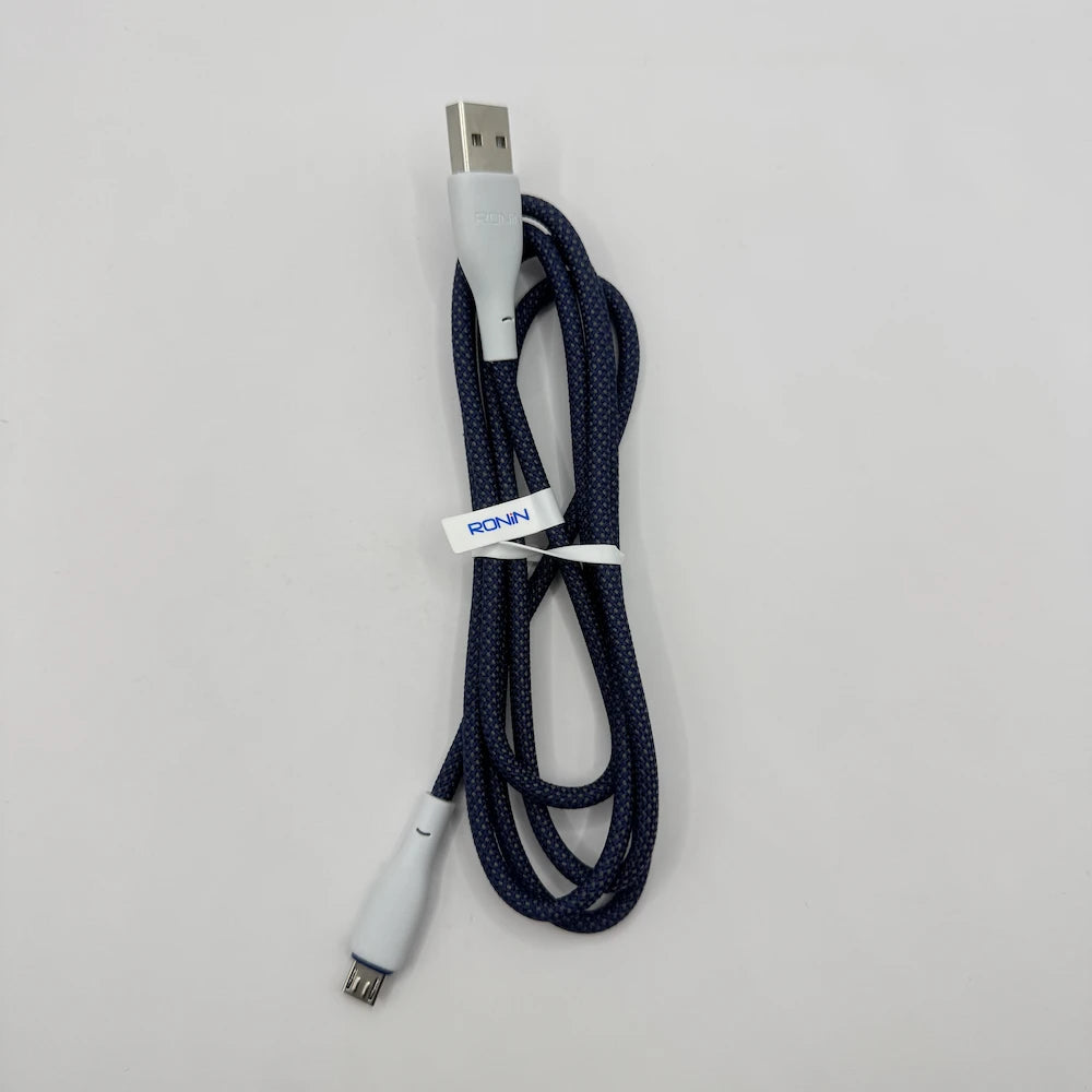 Ronin R-2025 Flexin heavy duty braided micro USB cable full length view
