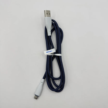 Ronin R-2025 Flexin heavy duty braided micro USB cable full length view