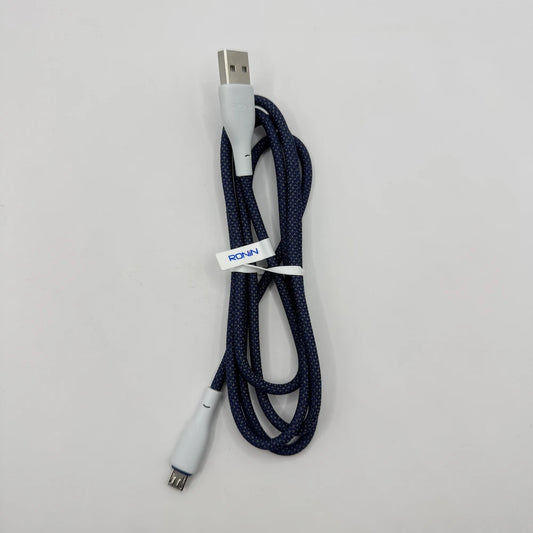 Ronin R-2025 Flexin heavy duty braided micro USB cable full length view