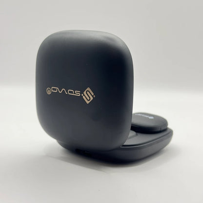 Standing side view of SOVO OMIX series black matte charging case