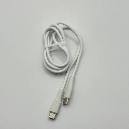 Top down coiled view of SOVO SC-308 white 1 meter Type-C fast charging data cable