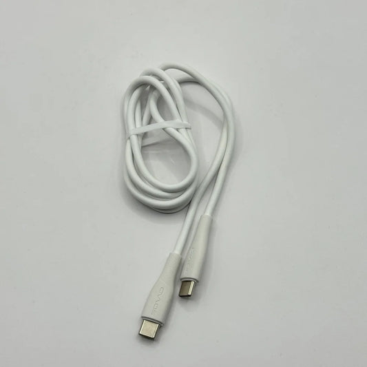 Top down coiled view of SOVO SC-308 white 1 meter Type-C fast charging data cable